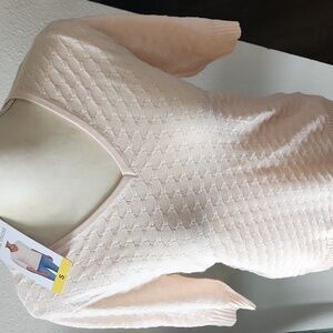 NWT Ella Moss Women's Elbow Sleeve ightweight Sweater Cream short sleeve